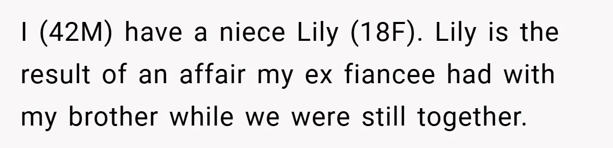 I (42M) have a niece Lily (18F). Lily is the result of an affair my ex fiancee had with my brother while we were still together.