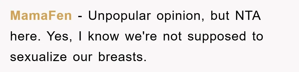 MamaFen − Unpopular opinion, but NTA here. Yes, I know we're not supposed to sexualize our breasts.