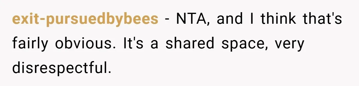 exit-pursuedbybees − NTA, and I think that's fairly obvious. It's a shared space, very disrespectful.