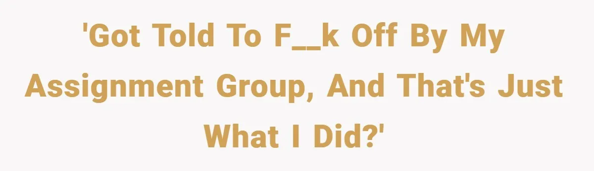 'Got told to f__k off by my assignment group, and that's just what I did?'