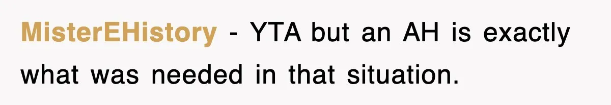 MisterEHistory − YTA but an AH is exactly what was needed in that situation.