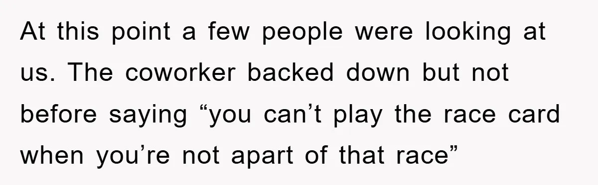 Coworker Slams Man’s Kimchi Lunch, Then Accuses Him of Playing the Race Card At this point a few people were looking at us. The coworker backed down but not before saying “you can’t play the race card when you’re not apart of that...