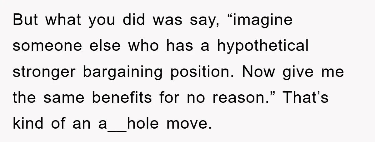 Coworker Slams Man’s Kimchi Lunch, Then Accuses Him of Playing the Race Card But what you did was say, “imagine someone else who has a hypothetical stronger bargaining position. Now give me the same benefits for no reason.” That’s kind of an a__hole...