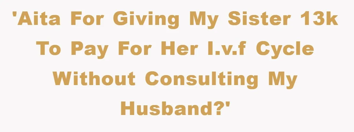 'AITA for giving my sister 13k to pay for her I.V.F cycle without consulting my husband?'