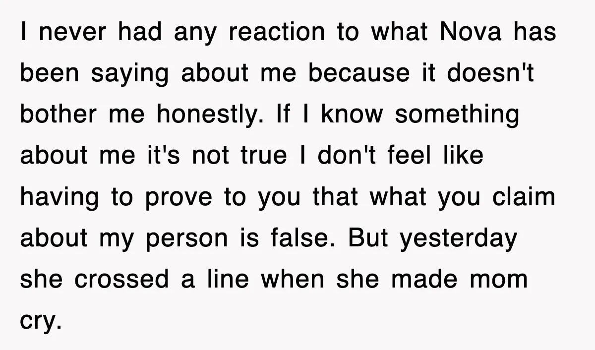 Woman Regrets Slapping Sister For Calling Mom A “Breeder,” Says She Should’ve Hit Harder I never had any reaction to what Nova has been saying about me because it doesn't bother me honestly. If I know something about me it's not true I don't...