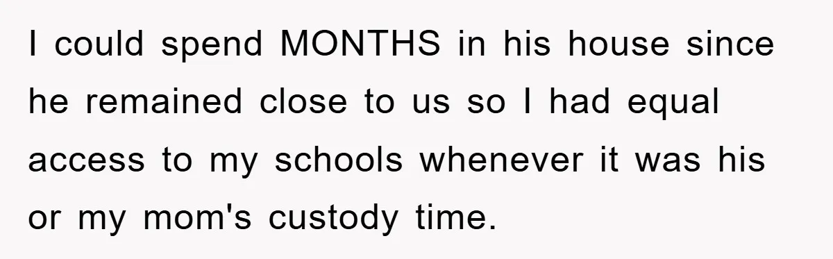 This Teen Considered Letting Her Uncle Report Her Late Dad’s Car Stolen - After Her Stepdad Kept Taking It Without Permission I could spend MONTHS in his house since he remained close to us so I had equal access to my schools whenever it was his or my mom's custody time.