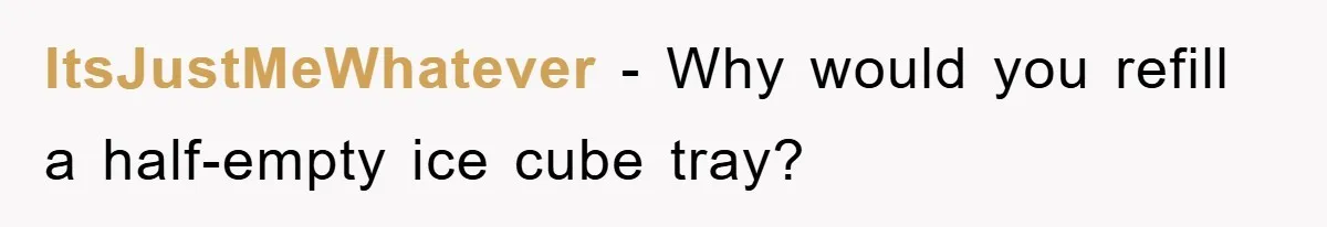 ItsJustMeWhatever − Why would you refill a half-empty ice cube tray?