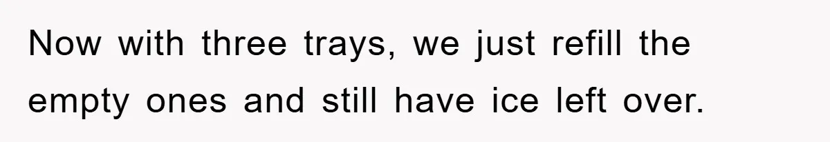 Now with three trays, we just refill the empty ones and still have ice left over.