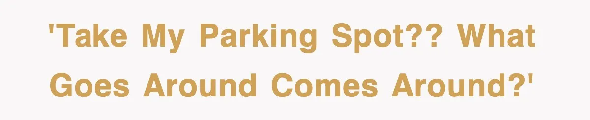 'Take my parking spot?? What goes around comes around?'