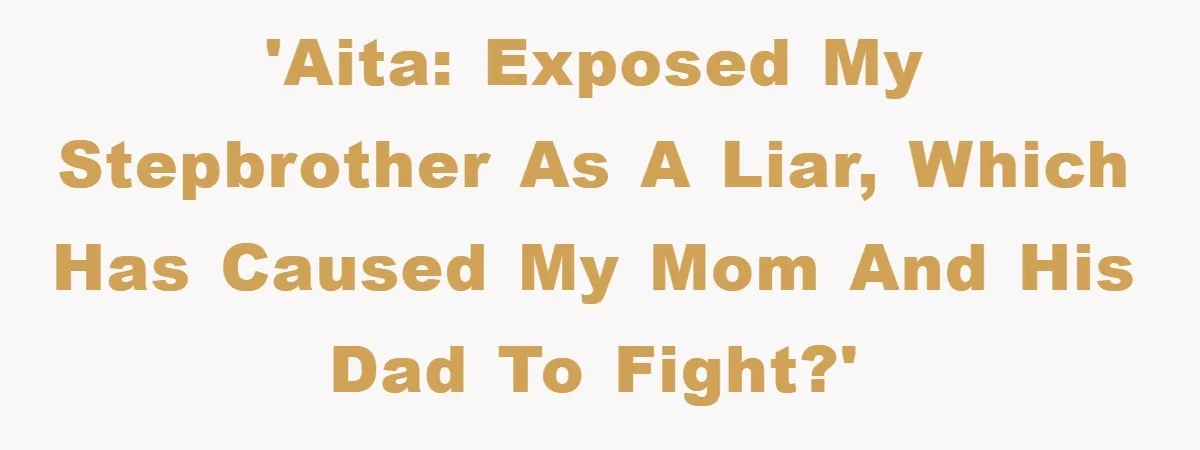 'AITA: Exposed my stepbrother as a liar, which has caused my mom and his dad to fight?'