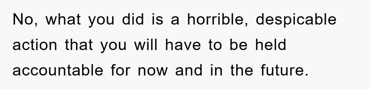 No, what you did is a horrible, despicable action that you will have to be held accountable for now and in the future.