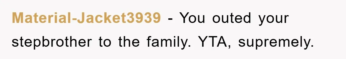Material-Jacket3939 − You outed your stepbrother to the family. YTA, supremely.
