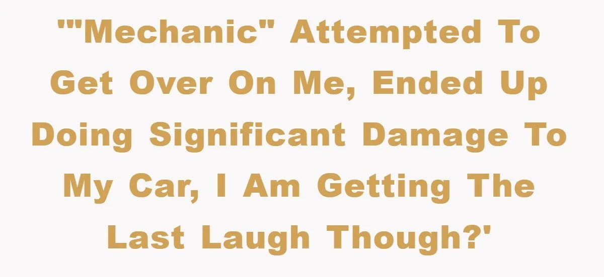 '"Mechanic" attempted to get over on me, ended up doing significant damage to my car, I am getting the last laugh though?'