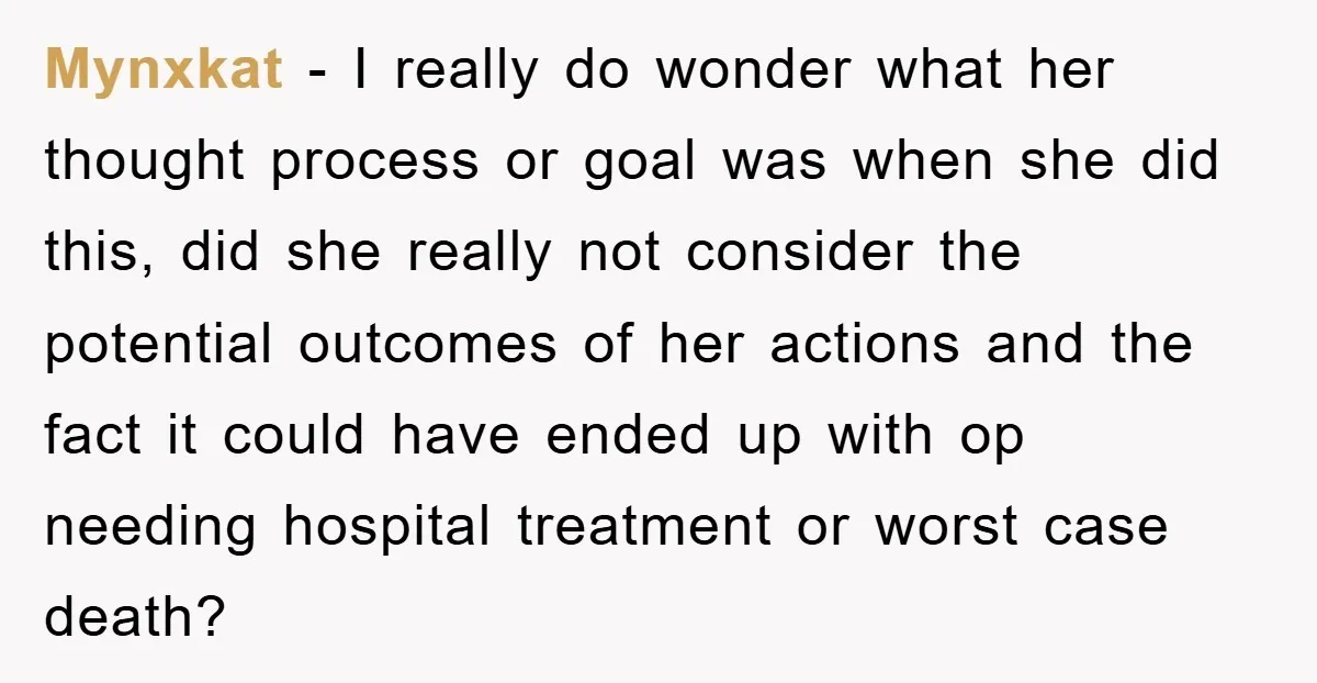 Mynxkat − I really do wonder what her thought process or goal was when she did this, did she really not consider the potential outcomes of her actions and the...