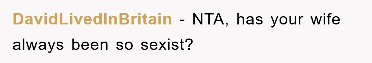 DavidLivedInBritain − NTA, has your wife always been so sexist?