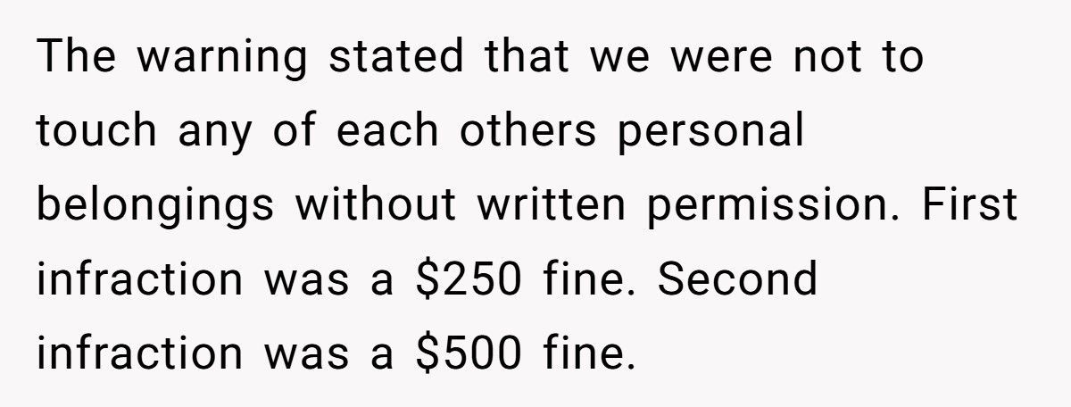 Roommate Wanted Written Permission For Shared Items, She Got Exactly What She Asked For