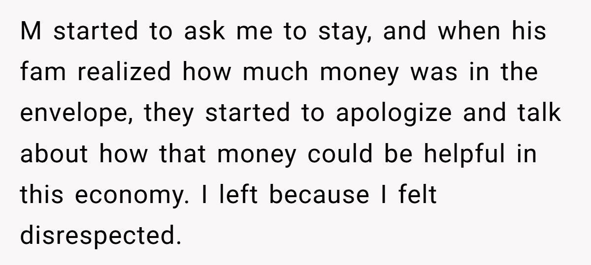 Bride’s Family Laughs As Guest Gets Wine Thrown On Her, She Walks Out And Takes Back $1,000 Gift