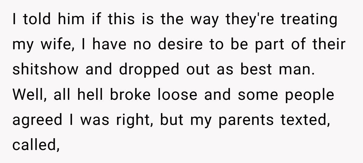 Brother Drops Out As Best Man After Groom Treats His Wife Like A Child