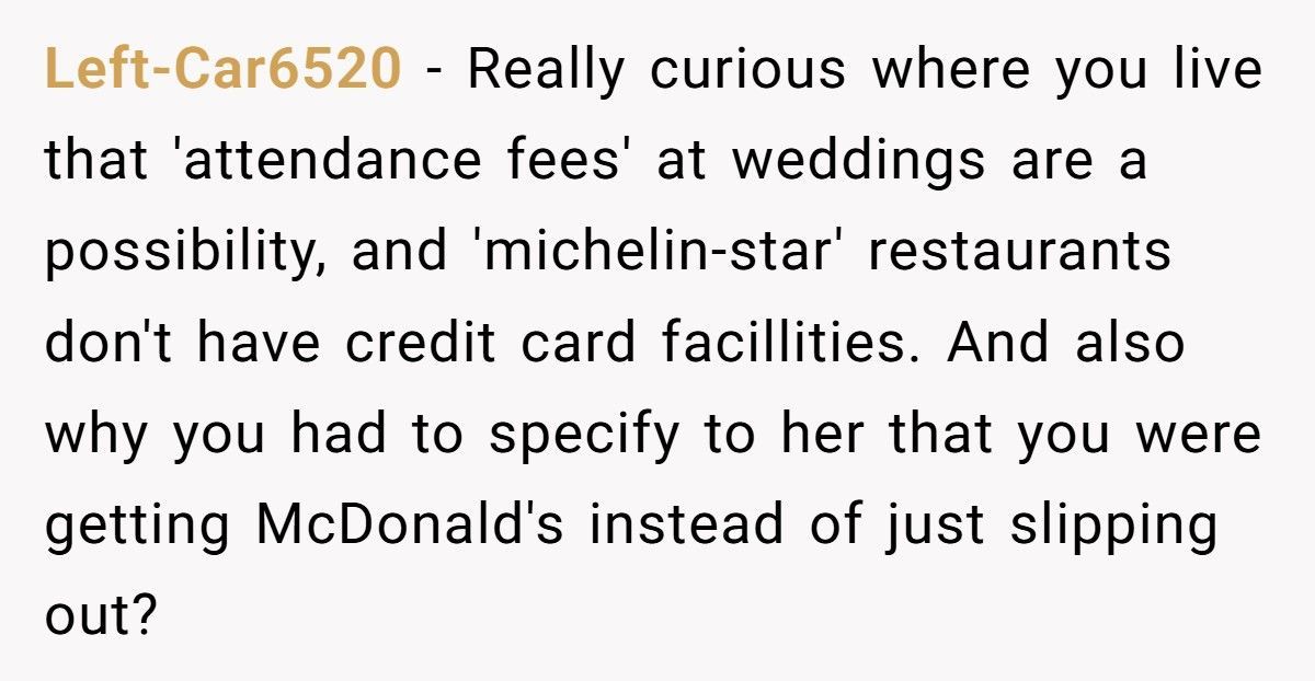 Wedding Guest Walks Out On $50 Steak Menu, Grabs McDonald’s Instead