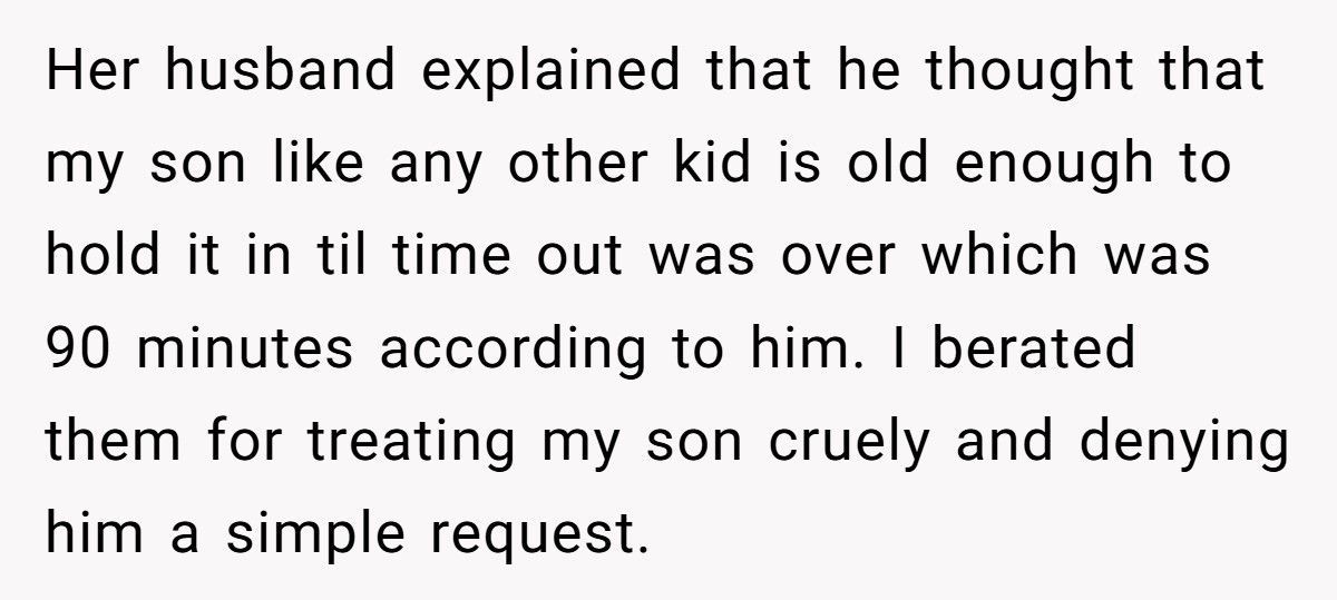 Mom Refuses To Apologize After In-Laws Made Her 4-Year-Old Pee Himself