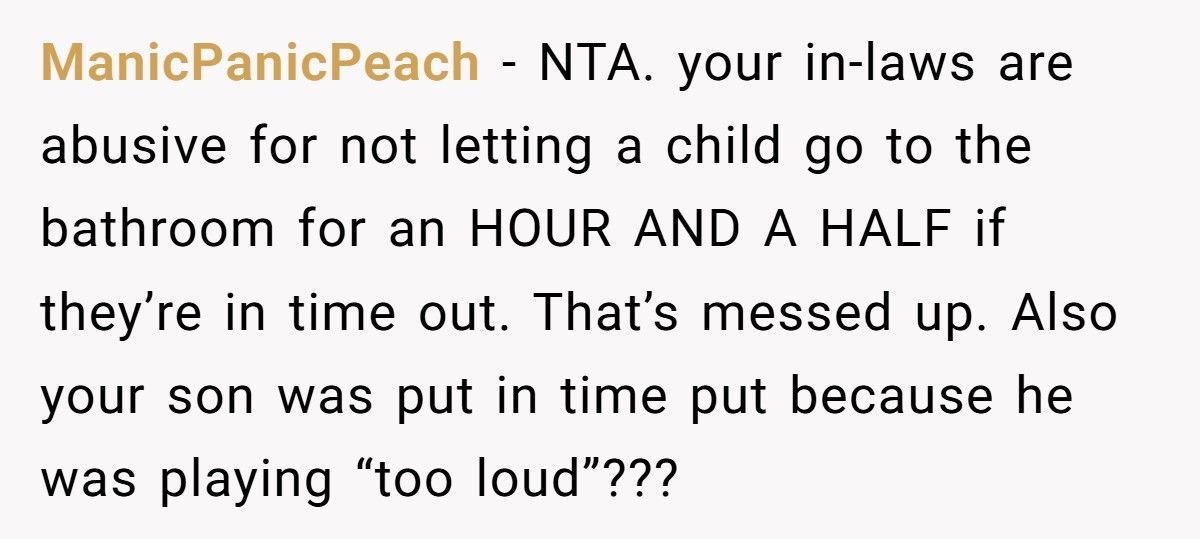 Mom Refuses To Apologize After In-Laws Made Her 4-Year-Old Pee Himself
