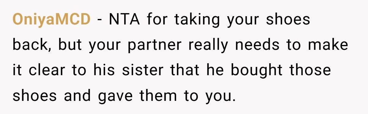 Woman Takes Back Her Own Shoes, Now Her Sister-In-Law Calls Her A Thief