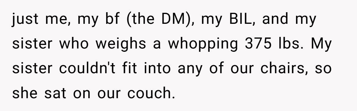 Woman Buys $100 Chair For Her Sister, Sister Accuses Her Of Calling Her Fat