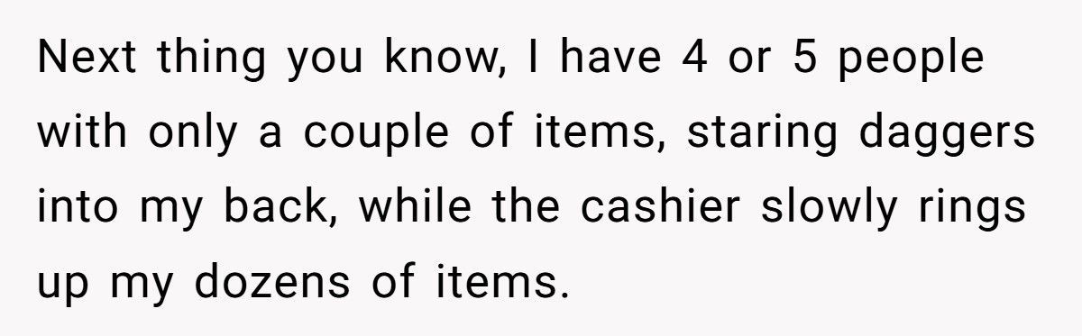 Man Refuses To Move After Woman Fills 10-Item Lane, She’s Furious After Waiting Eight Minutes