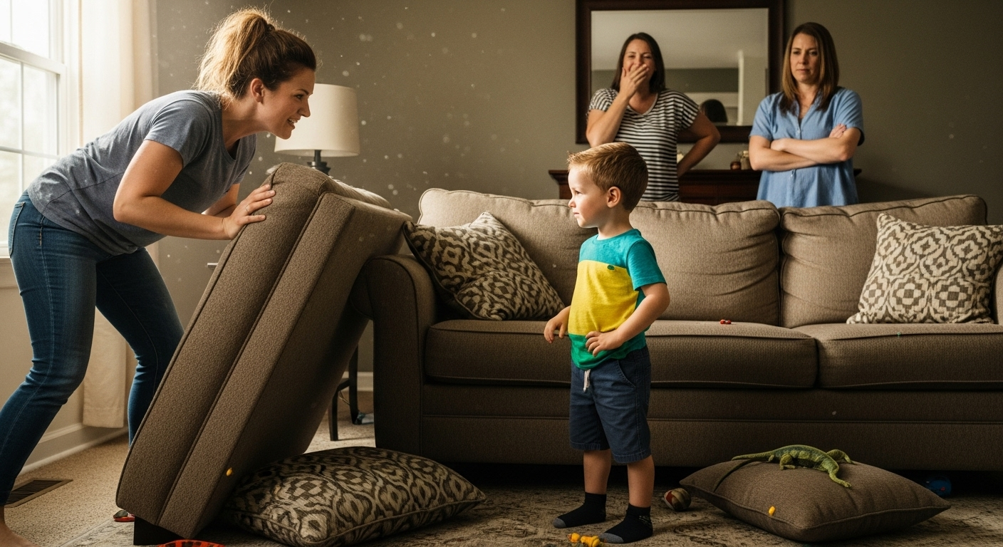 A Disrespectful 4-Year-Old Ignored Her, So She Used a Couch to Make Him Move