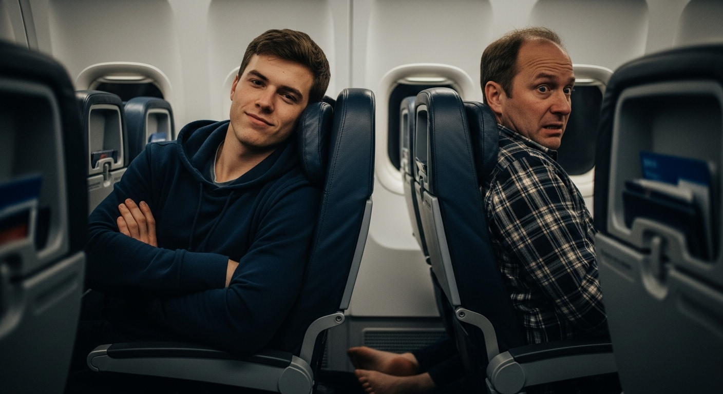 The Middle Seat Warrior Who Blocked A Shoeless Man From The Airplane Bathroom