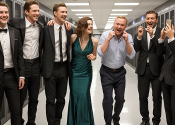 Boss Told Team To “Dress Up” For A Visit, So They Showed Up In Tuxedos And A Gown Boss Told Team To “Dress Up” For A Visit, So They Showed Up In Tuxedos And A Gown