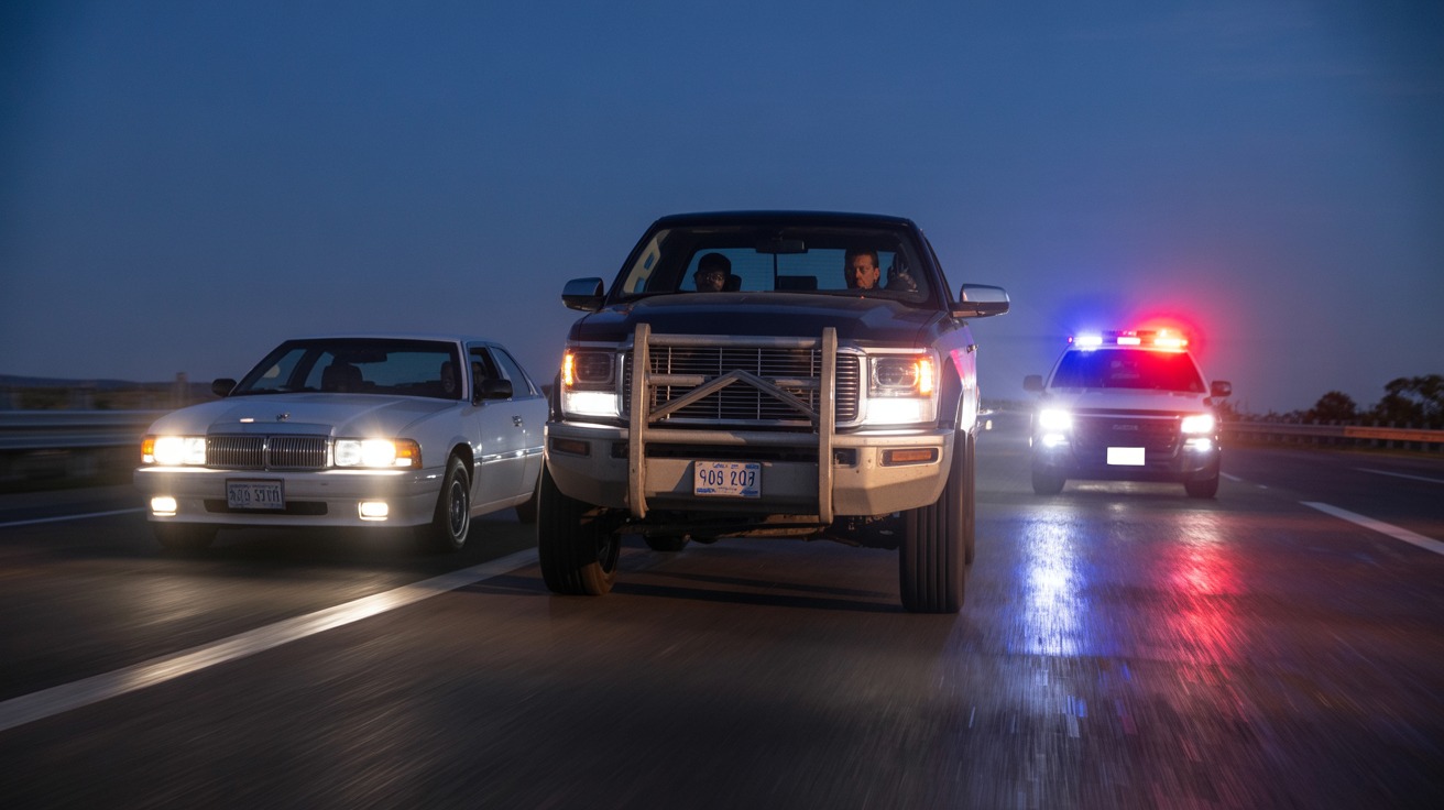Driver Refuses To Let Pickup Truck Merge, Ends Up Getting Caught By Cop For Speeding