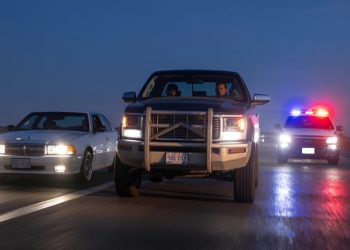 Driver Refuses To Let Pickup Truck Merge, Ends Up Getting Caught By Cop For Speeding