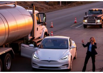 Fuel Truck Driver Blocked by Tesla Driver – So He Made Her Wait an Hour Before She Crashed Her Car