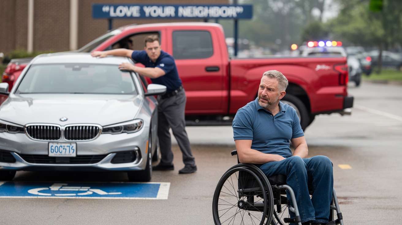 BMW Driver Blocks Church Ramp, Gets Blocked And Ticketed