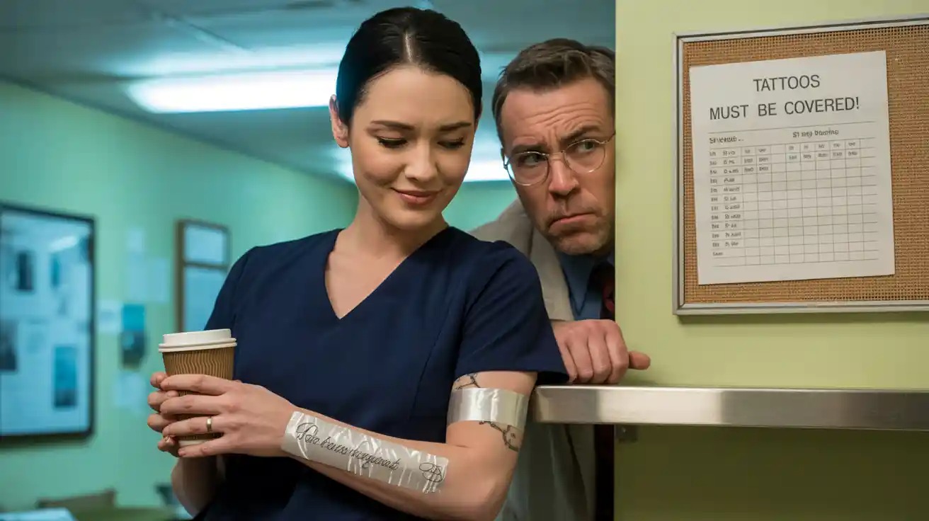 “All Tattoos Must Be Covered?” So She Taped Them Up - And Management Lost Their Minds