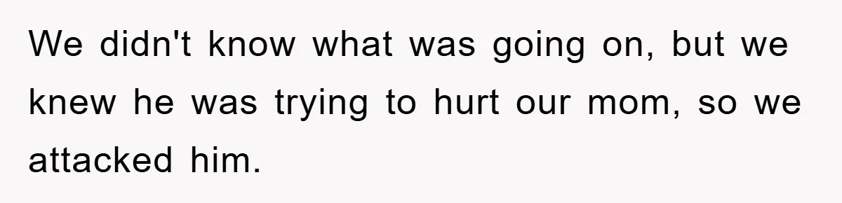 We didn't know what was going on, but we knew he was trying to hurt our mom, so we attacked him.