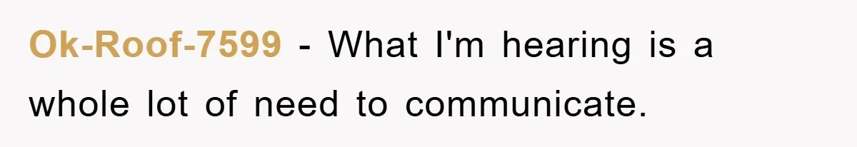 Ok-Roof-7599 − What I'm hearing is a whole lot of need to communicate.