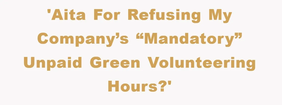'AITA for refusing my company’s “mandatory” unpaid green volunteering hours?'