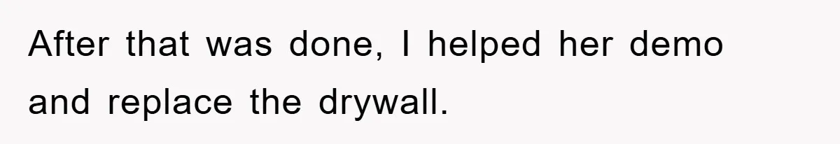 After that was done, I helped her demo and replace the drywall.