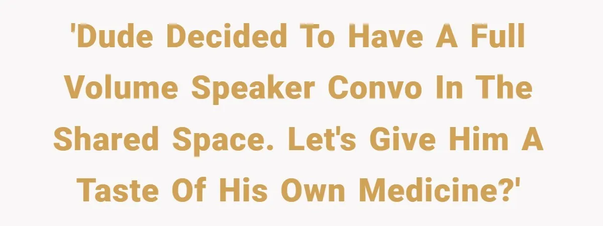 'Dude decided to have a full volume speaker convo in the shared space. Let's give him a taste of his own medicine?'