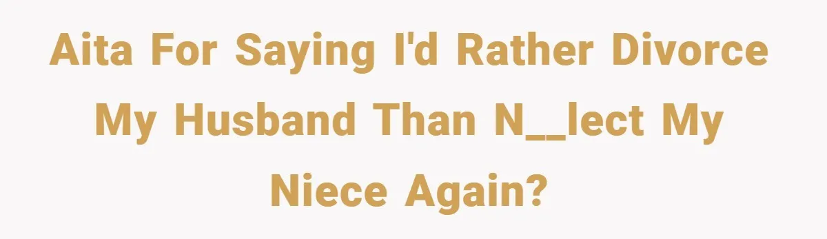 AITA for saying I'd rather divorce my husband than n__lect my niece again?