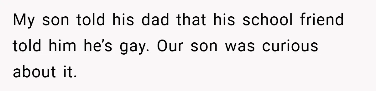 My son told his dad that his school friend told him he’s gay. Our son was curious about it.
