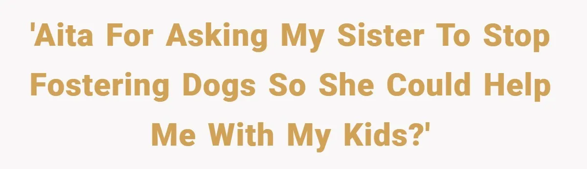 'AITA for asking my sister to stop fostering dogs so she could help me with my kids?'