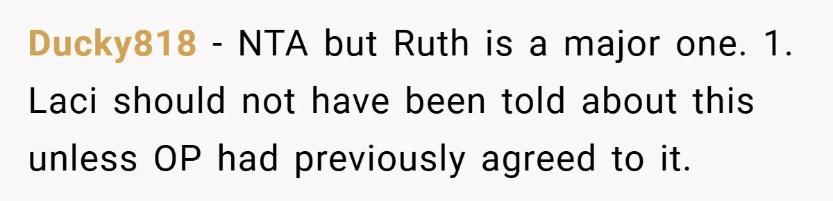 Teen Refuses to Play ‘Perfect Sister’ at Dad’s Wedding, Stepmom Isn’t Happy Ducky818 − NTA but Ruth is a major one. 1. Laci should not have been told about this unless OP had previously agreed to it.