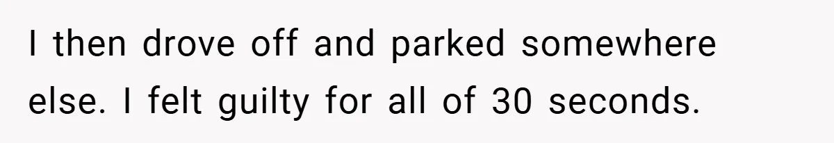 I then drove off and parked somewhere else. I felt guilty for all of 30 seconds.