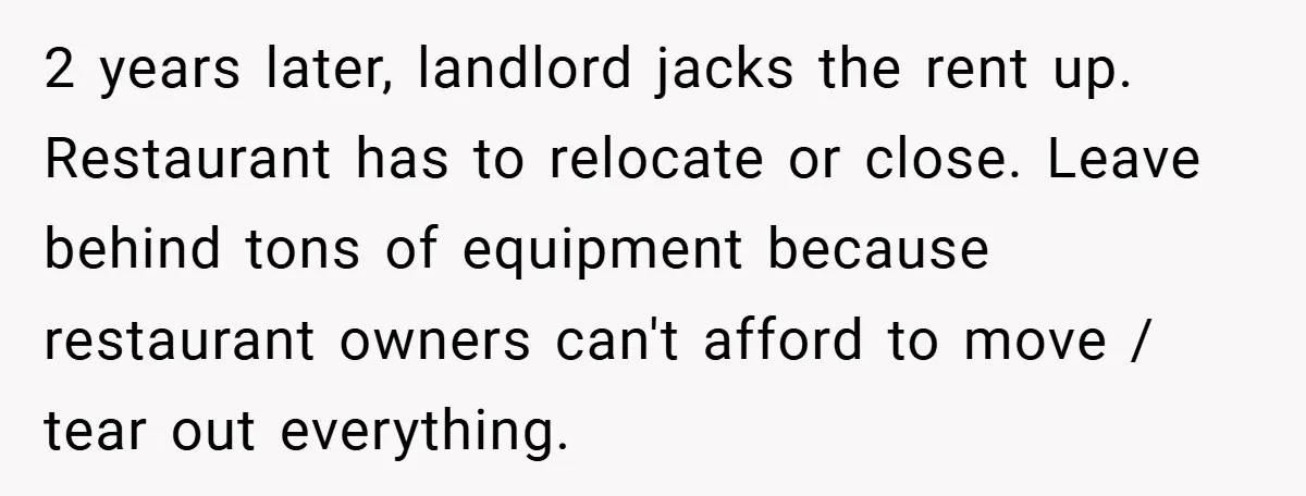 Landlord Tries to Sell Our Business Equipment to Competitors During Eviction - So They Followed His Rules… Perfectly 2 years later, landlord jacks the rent up. Restaurant has to relocate or close. Leave behind tons of equipment because restaurant owners can't afford to move / tear out everything.