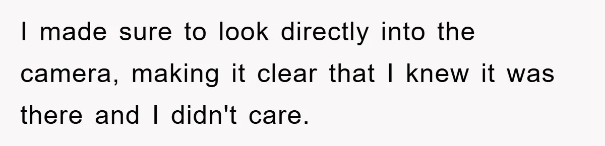 I made sure to look directly into the camera, making it clear that I knew it was there and I didn't care.