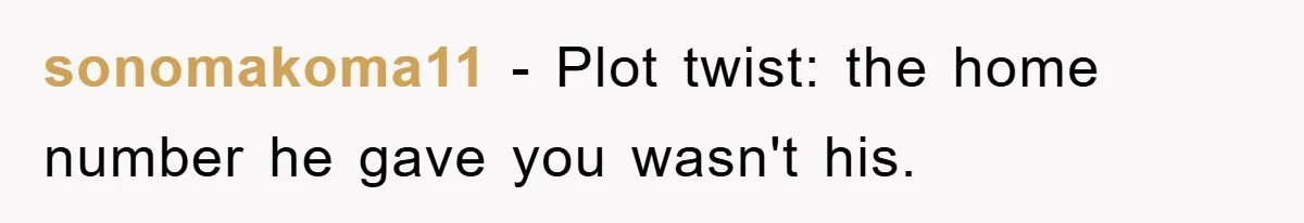 sonomakoma11 − Plot twist: the home number he gave you wasn't his.