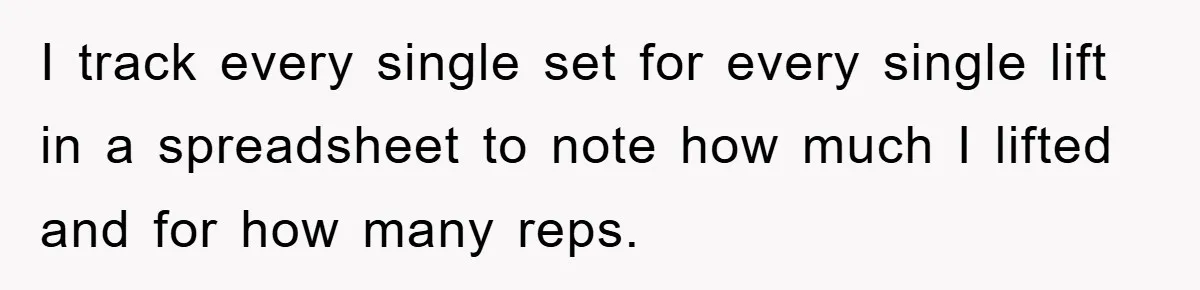 Accused of Being a Perv at the Gym - Man Refuses to Let Woman Search His Phone I track every single set for every single lift in a spreadsheet to note how much I lifted and for how many reps.